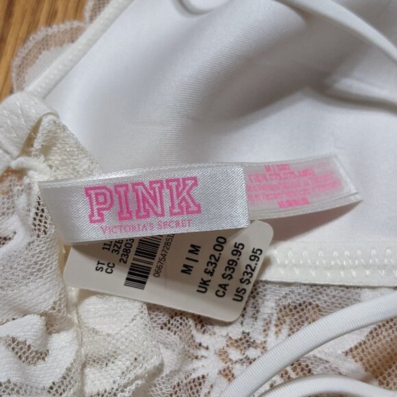 🧡 PINK Victoria's Secret Lightly Lined Bralette in Lacy White - Picture 3 of 4